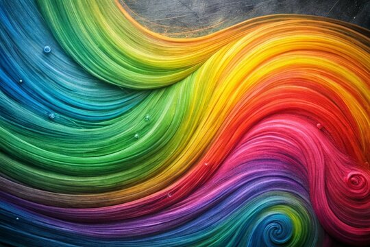 Vibrant abstract chalkboard background with swirling rainbow chalk strokes, blending colors in a dynamic flow
