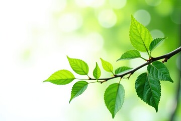 Wall Mural - Delicate branches with leaves isolated on white background, nature, leaf