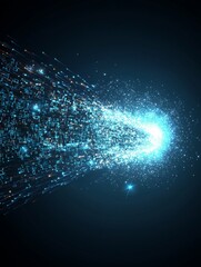 Poster - Dynamic Stream of Light with Glowing Particles in Blue and Black Background