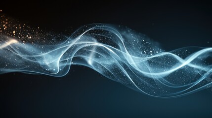 Poster - Abstract Blue Wave with Sparkling Particles