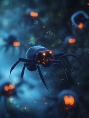 Aufkleber - Microscopic nanobots delivering chemotherapy directly to tumor sites minimizing side effects advanced oncology Stock Photo with side copy space