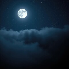 Wall Mural - a moonlit night scene with glittering stars and silvery fog rolling in, night, mist, galaxies