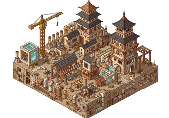 Poster - isometric construction site illustration for labor day. Generative AI