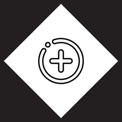 Poster - Add icon vector. Plus logo design. Medical cross vector icon illustration in rhombus isolated on black background