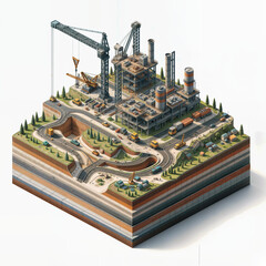 Poster - isometric construction site illustration for labor day. Generative AI
