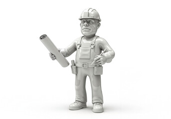 Poster - statue of a worker with blueprints melting from hard work. Generative AI