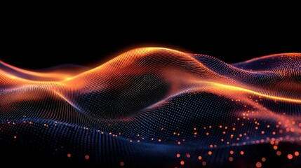 Poster - Abstract Digital Wave: Orange and Blue Hues