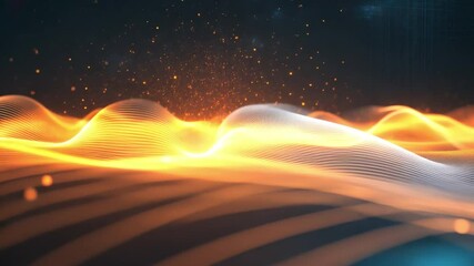 Poster - abstract fiery waves: dynamic, fiery waves of energy ripple across a dark background, creating a vib