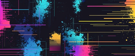 Black CRT screen glitches vector pattern abstract design illustration background
