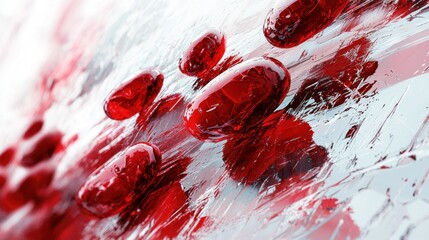 Poster - Abstract Red Gems on a Brushed Metal Surface