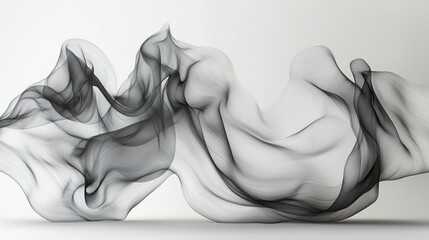 Poster - Abstract Gray Smoke Wave: A Study in Movement and Form