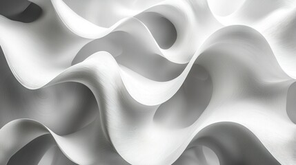 Poster - Abstract White Sculptures: Organic Curves and Shadows