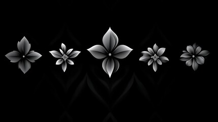 Poster - Abstract grayscale floral design with varying sizes