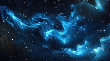 Wall Mural - Beautiful blue swirling nebulas and glowing stars spread across space