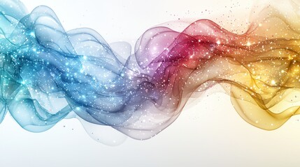 Poster - Abstract Colorful Smoke Wave with Glittering Particles