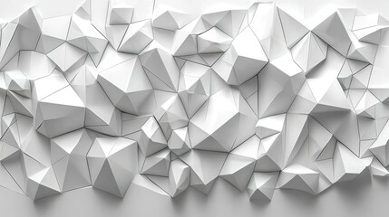 Poster - Abstract White Polygonal Landscape: A 3D Render of Interlocking Geometric Forms
