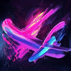 Poster - vivid brushstrokes abstract artwork: bold, expressive brushstrokes in vibrant neon colors dance acro