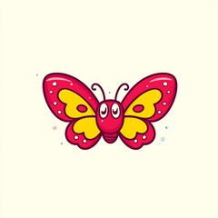 Poster - A Whimsical Cartoon Butterfly Featuring Red and Yellow Colors