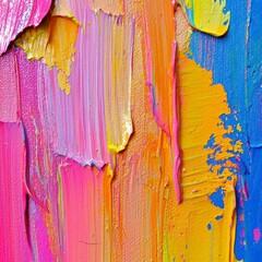 Wall Mural - brushstrokes of color: a close-up showcases dynamic and textured brushstrokes of vibrant oil paint, 