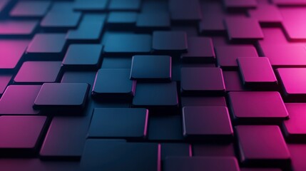 Poster - Digital Futuristic Design of Glowing Tiles with Vibrant Colors and Abstract Patterns