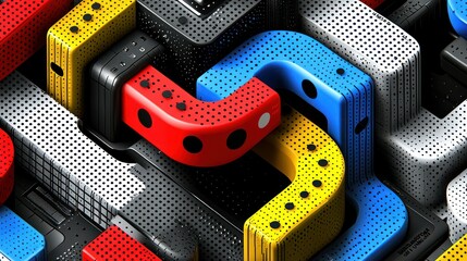 Poster - Abstract 3D Colorful Geometric Shapes Intertwined Design