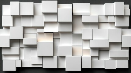 Poster - Abstract White Cube Composition: A Modern 3D Geometric Design