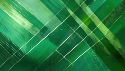 Fototapete - abstract green geometric texture with intersecting white lines, dynamic digital background for modern design and branding
