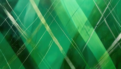 Fototapete - abstract green geometric texture with intersecting white lines, dynamic digital background for modern design and branding