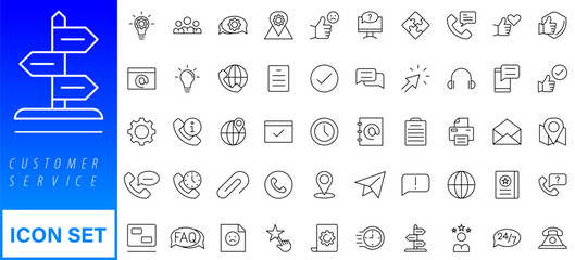 Poster - Customer service icon set. Containing customer satisfied, assistance, experience, feedback, operator and technical support icons