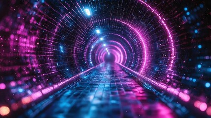 Poster - Neon Tunnel: A Digital Dreamscape