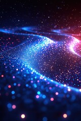 Poster - Abstract glowing neon background with multicolored particles and light effects
