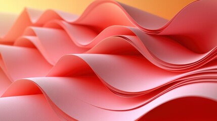 Poster - Abstract Coral Pink Waves: A Study in Smooth Curves and Gentle Undulations