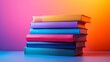 © Gulnaz - A stack of colorful books with a bright orange background