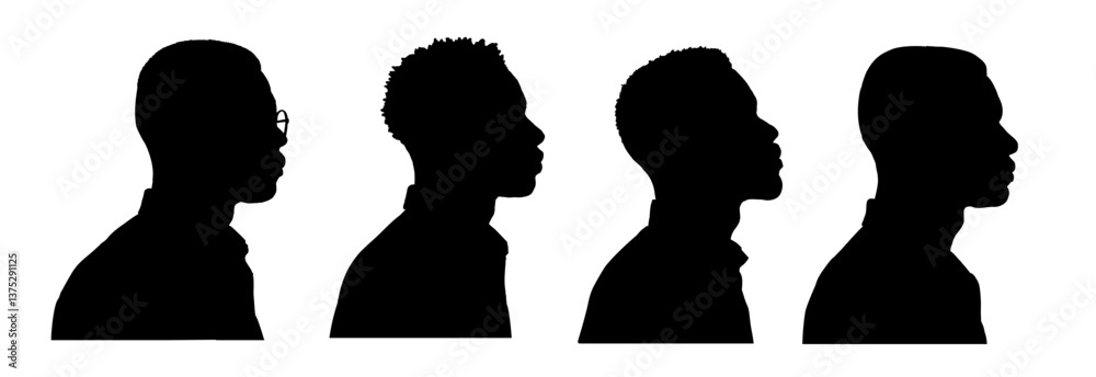 Set of silhouette of a young black man - vector illustration Stock ...