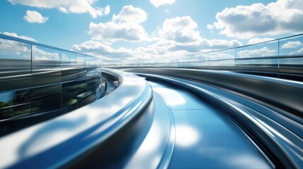 Poster - A wide-angle view of a magnetic conveyor belt, offering plenty of space for copy or logos in the sky above.
