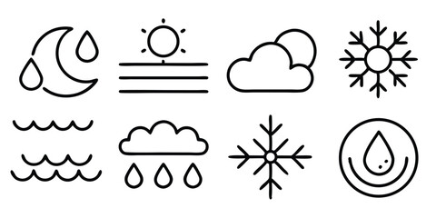 weather icon set with sun, clouds, rain, and storm symbols