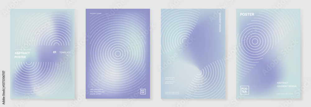 Abstract line wave poster background vector set. Minimalist cover ...