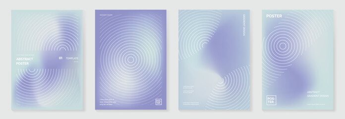 Aufkleber - Abstract line wave poster background vector set. Minimalist cover template with vibrant perspective line wave in motion. Ideal design for social media, cover, banner, flyer, music, ads.