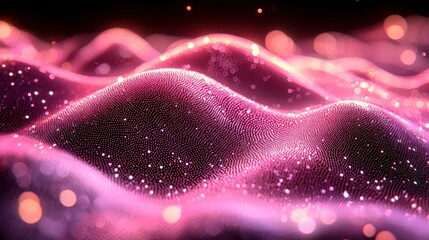 Poster - Abstract Pink Glittering Waves: A Digital Art Masterpiece