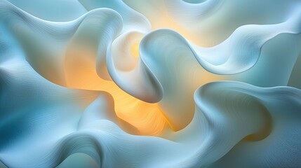 Poster - Abstract Light and Shadow Play in a Serene Blue and Gold Hue