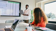 © Flamingo Images - An African American Businessman Presentation on Sales Data Analysis in Modern Office