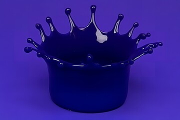 Poster - Vivid Blue Liquid Splash Crown Dynamic Paint or Ink Burst