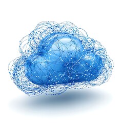 Poster - Abstract Blue Digital Cloud Particle Background