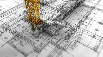 Poster - 3D Architectural Blueprint: Construction Site Model