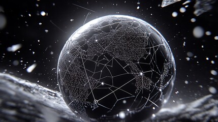 Poster - Glowing Digital Globe on Textured Surface