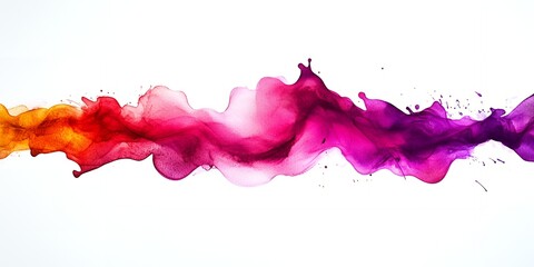 Poster - Abstract Colorful Watercolor Paint Splashes Flowing Dynamically Across White Background