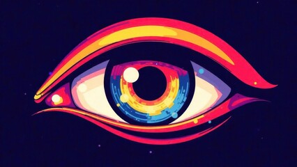 Poster - A colorful eye filled with swirling galaxies and vibrant hues gazes into the unknown. Its cosmic essence invites viewers to dive into a realm of creativity and wonder.