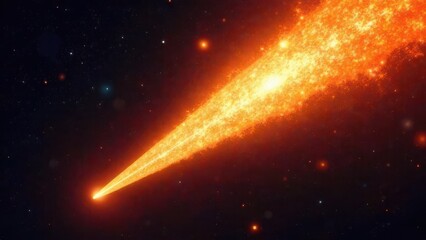 Wall Mural - A vibrant comet blazes across the dark expanse of space leaving a luminous trail of fiery orange.