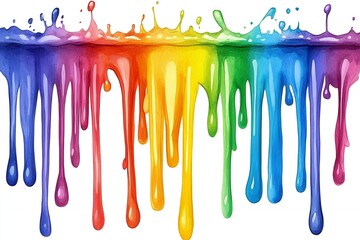 Poster - Vibrant Rainbow Paint Dripping Down Colorful Abstract Background for Design Projects