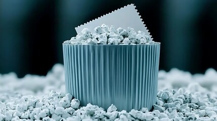 Poster - Teal Ceramic Bowl of Popcorn with White Note